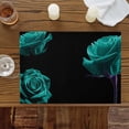 thumbnail image 2 of Placemats for Dinning Table Set of 12, Teal Blue Rose Vintage Abstract Garden Flower Floral Black Burlap Kitchen Place Mats Waterproof Cloth Table Mats, Indoor Outdoor Placemats Dinner Decor, 2 of 8