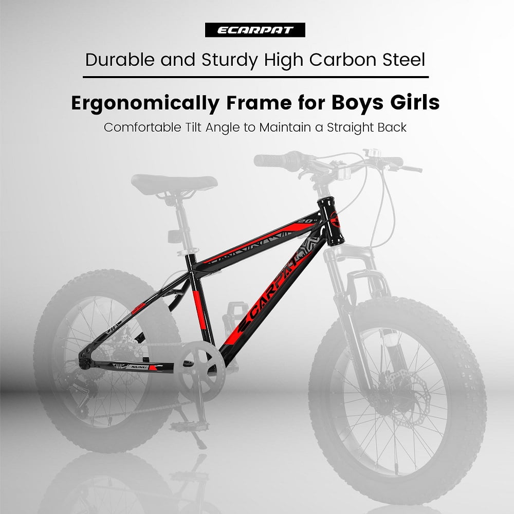 YDSM  20 Inch Mountain Bike High Carbon Steel Frame, Disc Brakes, Durable Wide Tires, Front Suspension, 7-Speed, Ideal for Snow and Off-Road Riding