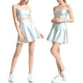 thumbnail image 6 of rygai High-Waist Bright Color Mini Skirt Performance Costume Women Nightclub Stage Show Skater Skirt Streetwear for Girls Ladies,Green,M, 6 of 8