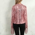 thumbnail image 4 of Gupgi Veste à Paillettes Scintillantes pour Femmes, Veste Brillante à Paillettes, Ouverte à l'Avant, Manteau à Franges à Pampilles, Veste Disco, 4 of 9