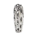 thumbnail image 6 of DecMode 16" Silver Ceramic Vase with Cut Out Designs, 6 of 8
