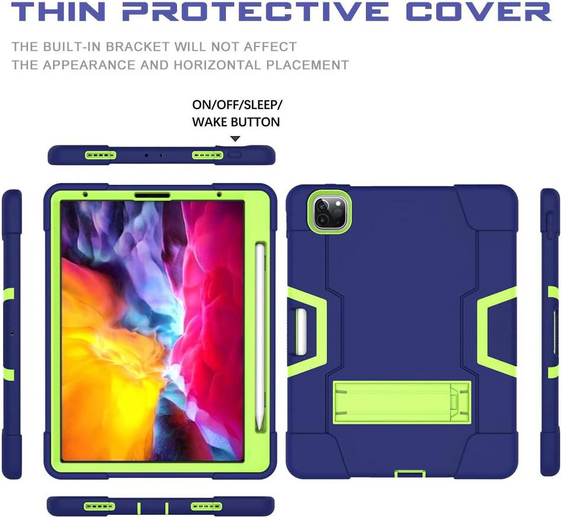 Case for iPad Pro 11 2020, Slim Duty Drop Proof Shockproof Protective Impact Resistant Armor Cover with Kickstand and Pencil Holder for Apple iPad Pro 11 Inch 2nd Generation (Blue&Green)