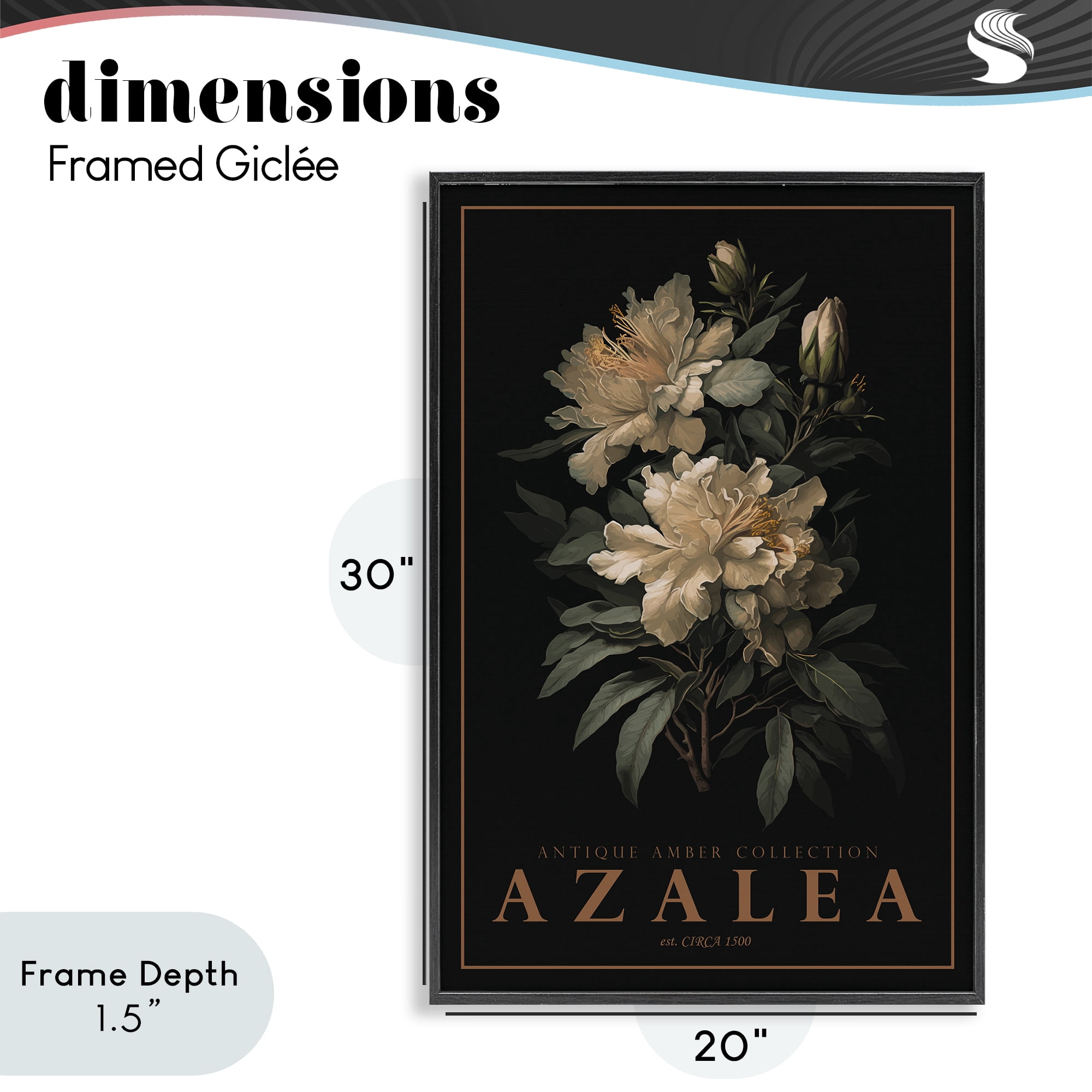 Stupell Industries Antique Azalea Light Black Framed Giclee Art, design by Chris Giampietro