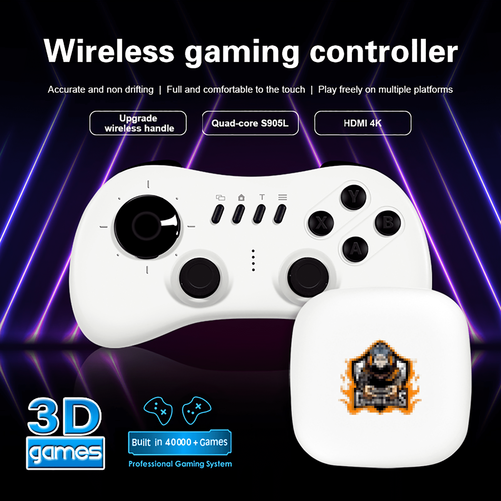 Salange Y1 Retro Game Box 64G Games Stick 2.4G Wireless Controller 4K Retro Classic Games
