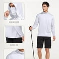 thumbnail image 4 of BLTIBY Men's Hooded Sun Shirts Summer Fishing Shirt Long Sleeve Solid Color Rash Guards Cooling Hiking Shirts with Mask Lightweight Breathable Tops White XXL, 4 of 6
