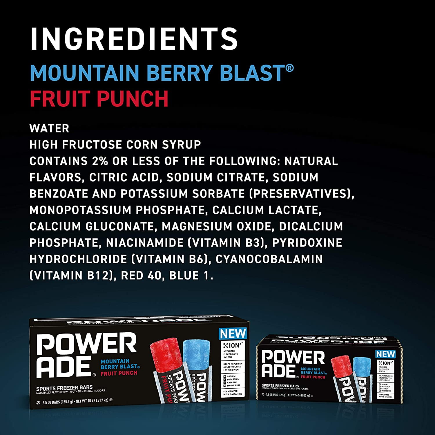 Sports Freezer Bars, Mountain Berry Blast and Fruit Punch