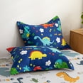 thumbnail image 3 of Wajade Kid Boys Comforter Set 7 Piece Bed in a Bag Bedding Set -3D Blue Dinosaur Wild Park Jungle Print Bedding Set with Comforter, Sheet Set, Pillowcase and Sham, Twin Size, 3 of 6