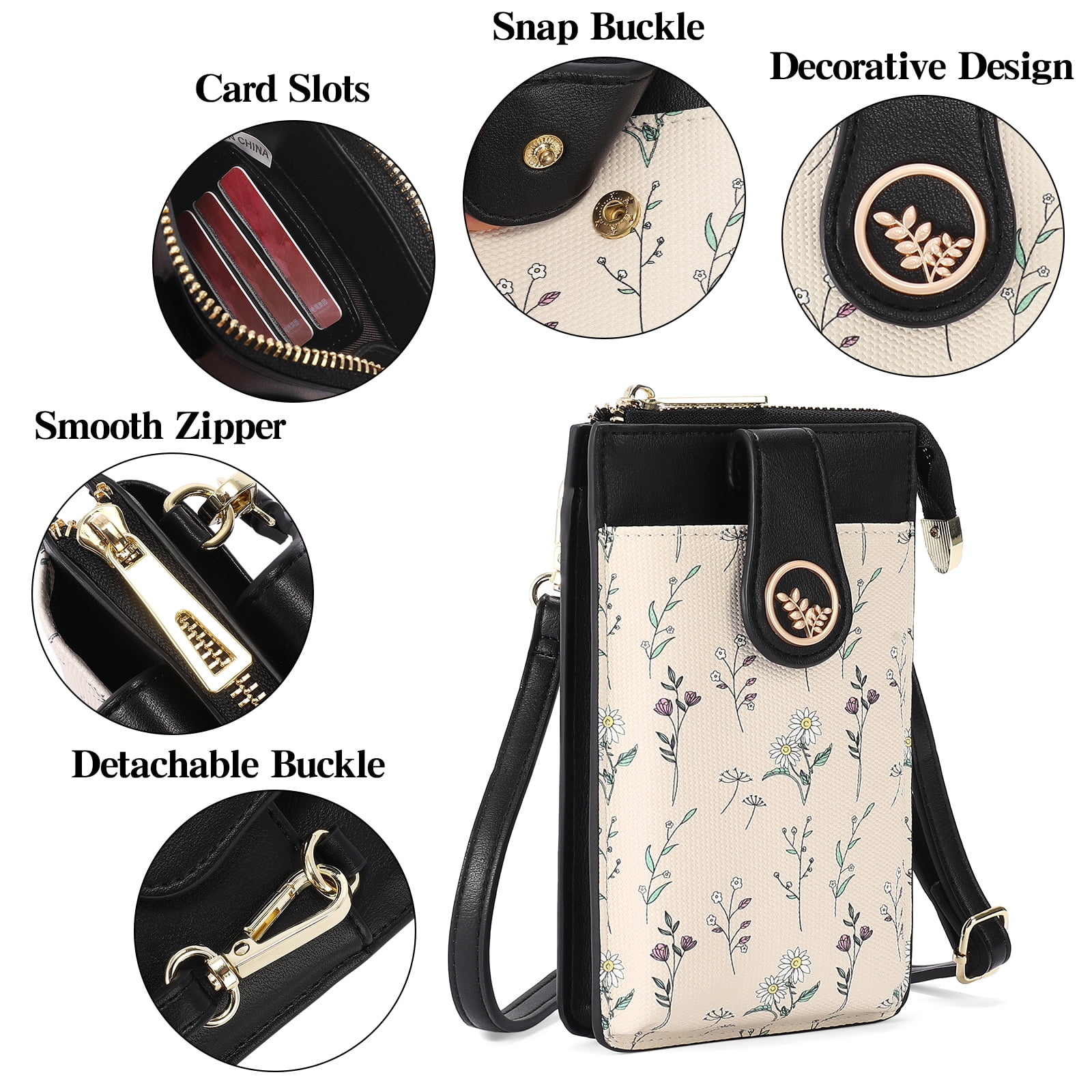 GAEKEAO Small Crossbody Bags for Women Leather Cell Phone Purse Bag Wallet with RFID Blocking Credit Card Slots