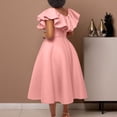 thumbnail image 3 of AURA Plus Size Summer Ruffle Sleeve High Waist Maxi Swing Dress Elegant Banquet Party Dress XL XXXL, 3 of 9