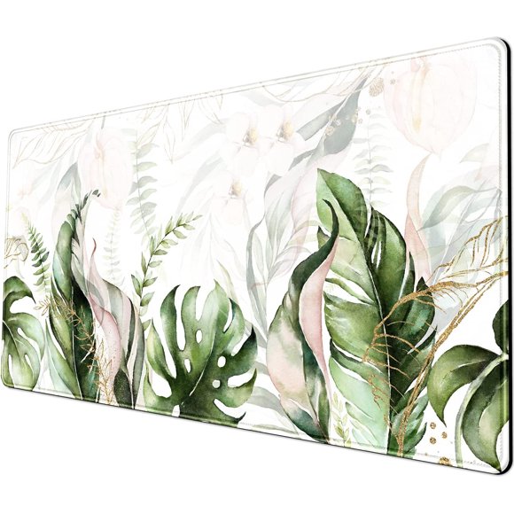 Tapis de Bureau TTG Tapis de Souris Or Rose Fournitures et Accessoires de Bureau Cactus Déco de Salle de Classe Bureau pour Femmes 31.5x15.75 Po, Bords Cousus Surface Lisse et Dessous en Caoutchouc Antidérapant Grand Tapis de Souris Bureau