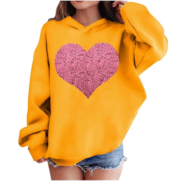Sudadera con capucha y estampado de corazón de San Valentín, sudadera de manga larga para niños y niñas, chaqueta para niñas de talla mediana y grande.