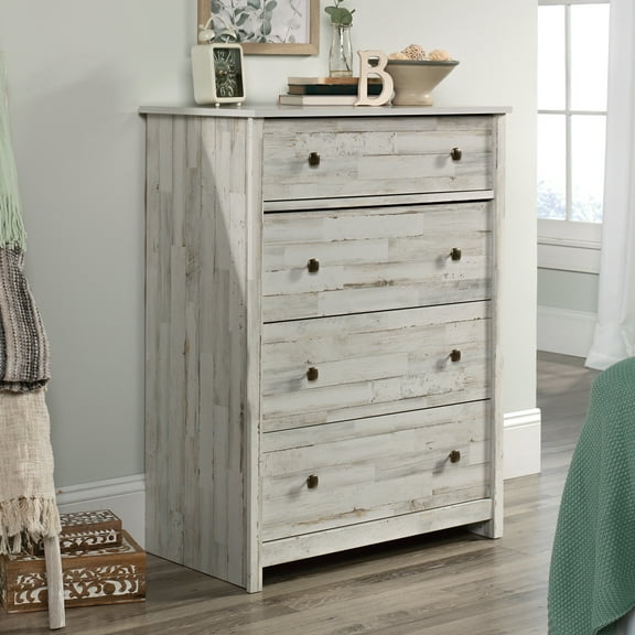 Sauder River Ranch 4-Drawer Dresser Dresser, White Plank Finish