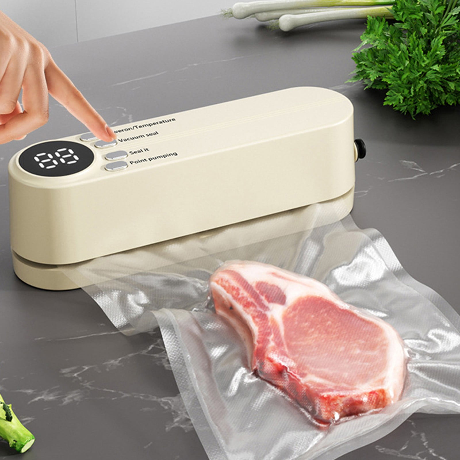 XKHAZA Mini Vacuum Sealer for Food, Cordless Rechargeable Food Sealer for Dry/Moist Food Storage with 3 Snack Bags, Heat Sealer for Chip Bags, Inflation Pump for Balls/Swim Ring