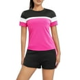 thumbnail image 2 of Conjunto de ropa de mujer Lucakuins, camisetas de manga corta de Color contrastante y pantalones cortos para correr, ropa deportiva de Yoga, chándales de verano Lucakuins  moda, 2 of 9