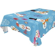 SKYSONIC Christmas Snowman Tablecloth Waterproof Washable Polyester Square Table Cover Durable Tablecloth for Kitchen Dining Table Party Decor (60 X 60 Inch)