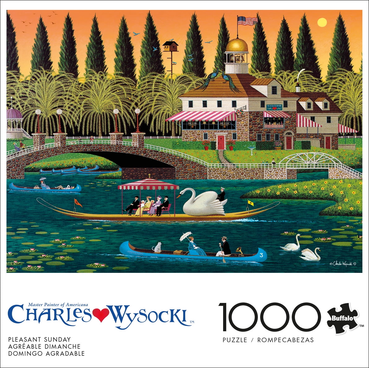Buffalo Games Pleasant Sunday Puzzle imbriqué de 1000 pièces pour adultes de 14 à 99 ans