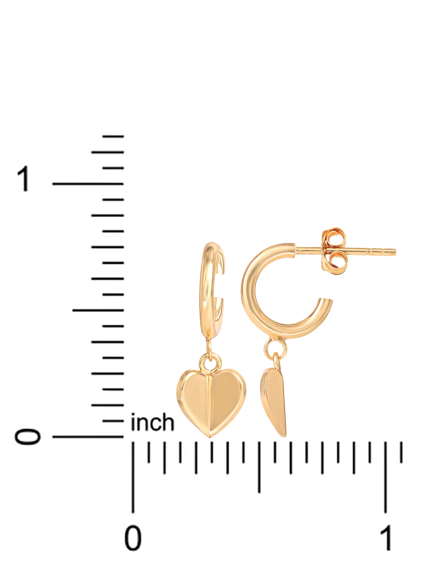 JS Jessica Simpson Women’s Gold Plated Sterling Silver Heart Charm Hoop Earrings