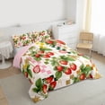 thumbnail image 3 of Feelyou Red Strawberry Teens Full Size Comforter Sets, Retro Buffalo Plaid Bedding Comforter Set, Kawaii Cartoon Fruit Reversible Bedding Sets, Microfiber Bedroom Decor, 3pcs, 3 of 8