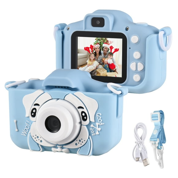 Mini Cartoon Kids Digital Camera 1080P Digital Video Camera for Kids Dual Lens 2.0 Inch IPS Screen Built-in Battery Cute Photo Frames Interesting Games with Neck Strap Birthday Christmas Gift for