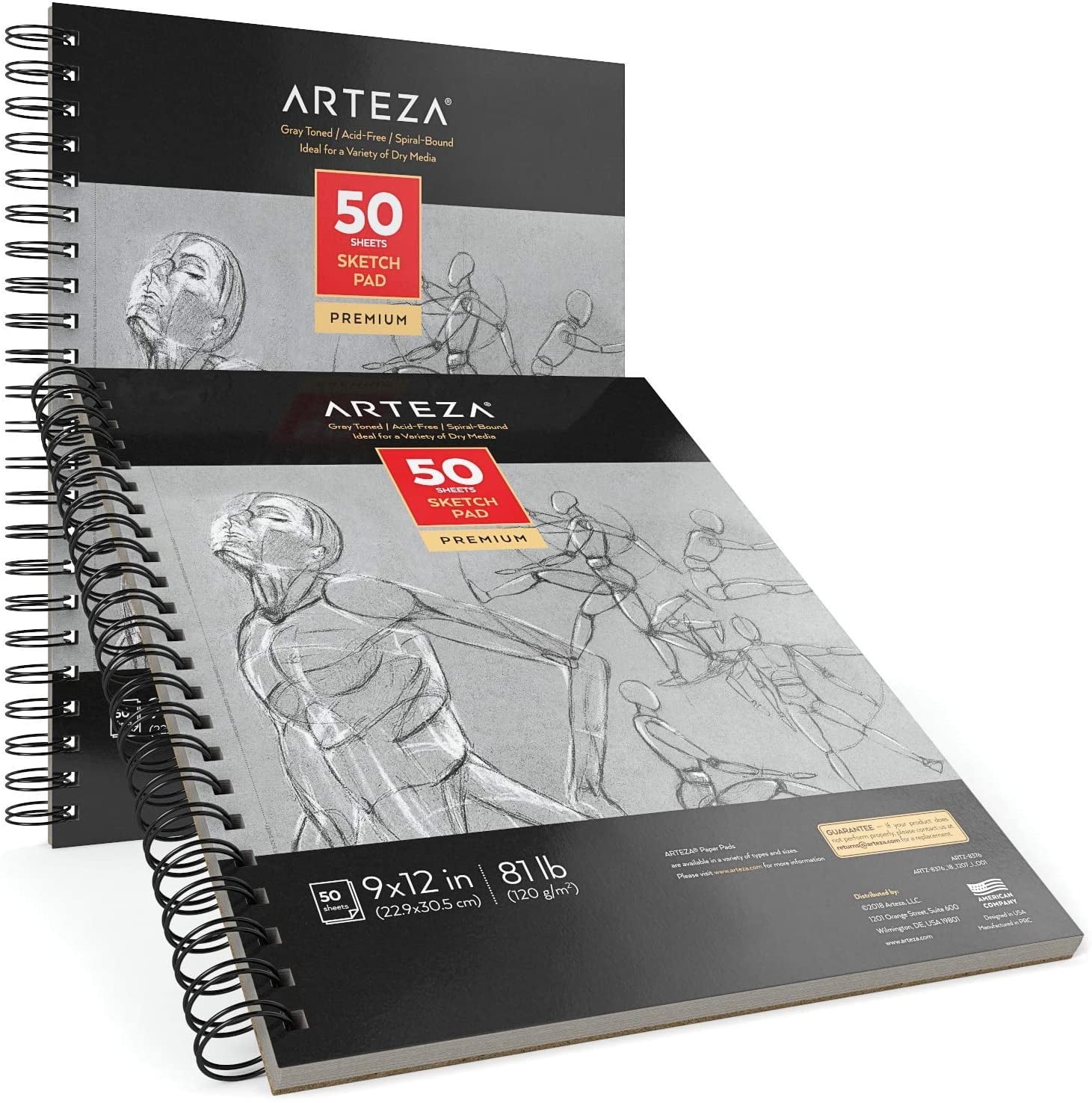 Arteza Gray Toned Sketchbook, 9x12, 50 Sheets of Drawing Paper- 2