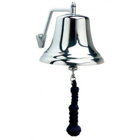 weems & plath 8 chrome-plated brass nautical bell w/ navy monkey s fist lanyard