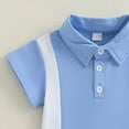 thumbnail image 5 of Baby Boy Summer Clothes Short Sleeve Polo Shirts Shorts Set Pique Beach Outfits,Blue, 5 of 6