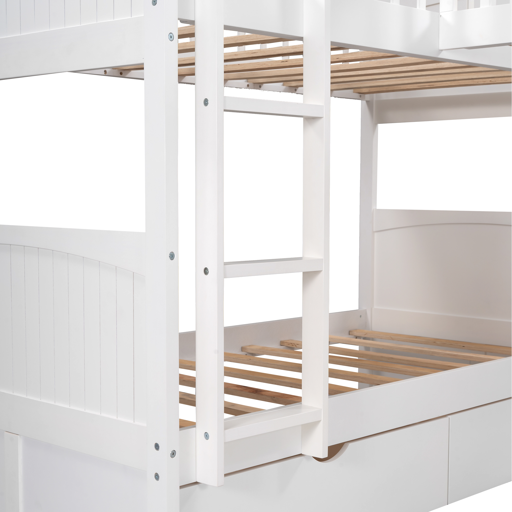 Euroco Wood Bunk Bed Storage, Twin-over-Twin-over-Twin for Children's Bedroom, White - image 10 of 12
