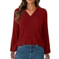 thumbnail image 4 of ShiShine V Neck Long Sleeve Shirts for Women Fall Tops Tunic Sweaters Loose Fit 2025, 4 of 5