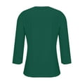 thumbnail image 6 of Yigetop Womens Summer Tops, Women's Round Neck Solid Color 3/4 Sleeves Blouse Tops Women's Blouse T Shirt Ladies Tops and Blouses Green L, 6 of 7