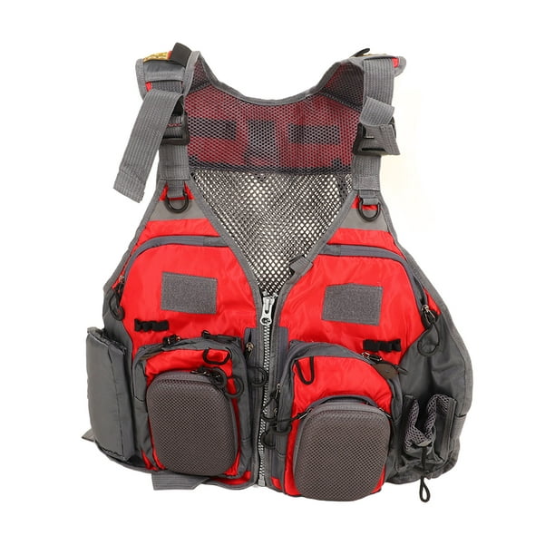Mesh Fly Fishing Vest, Red Breathable Fishing Vest Quick Dry Multiple  Pockets For Outdoor