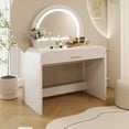 thumbnail image 3 of Harper & Bright Designs 39" Vanity Table with Lighted Mirror , Fluted Makeup Dressing Table with Drawer for Bedroom , White, 3 of 12