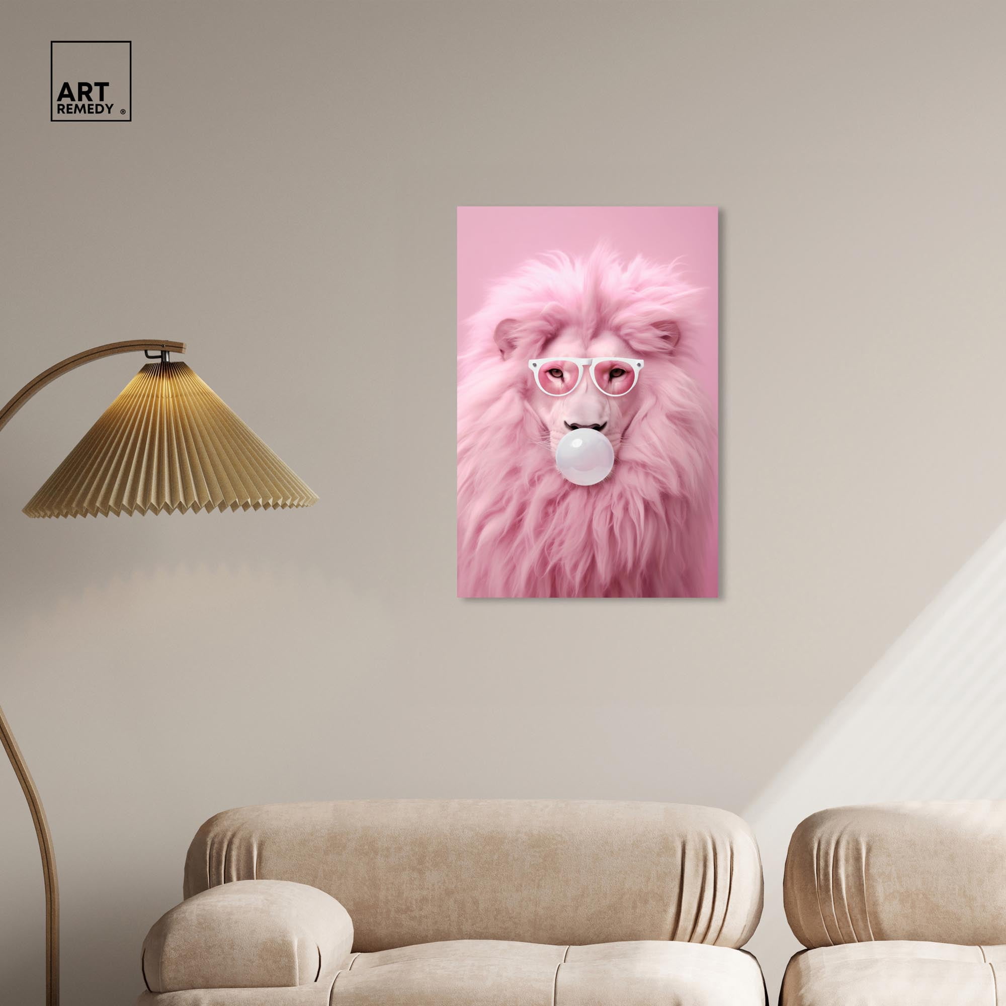 Majestic Bubblegum Lion Canvas Fashion Prints by Art Remedy, Gallery Wrapped, 20" x 30"