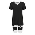 thumbnail image 4 of Kaemgyyd Women Plus Size 2 Piece Outfits Casual Loose Short Sleeve V Neck Tunic Tops and Star Biker Shorts Sets Tracksuits, 4 of 4