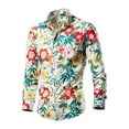 thumbnail image 2 of Aueoeo Men Floral Dress Shirts Long Sleeve Casual Button -Down Flower Printed Cotton Shirts (Available In Big Size) Multicolor L, 2 of 5