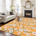 thumbnail image 2 of Large Area Rugs for Living Room Bedroom, Spring Botanical 6'x9' Rug Washable Carpet Runner Indoor Outdoor, Watercolor Floral Flowers Botanical Yellow Non Slip Floor Mats Rug for Kitchen, Playroom, 2 of 8