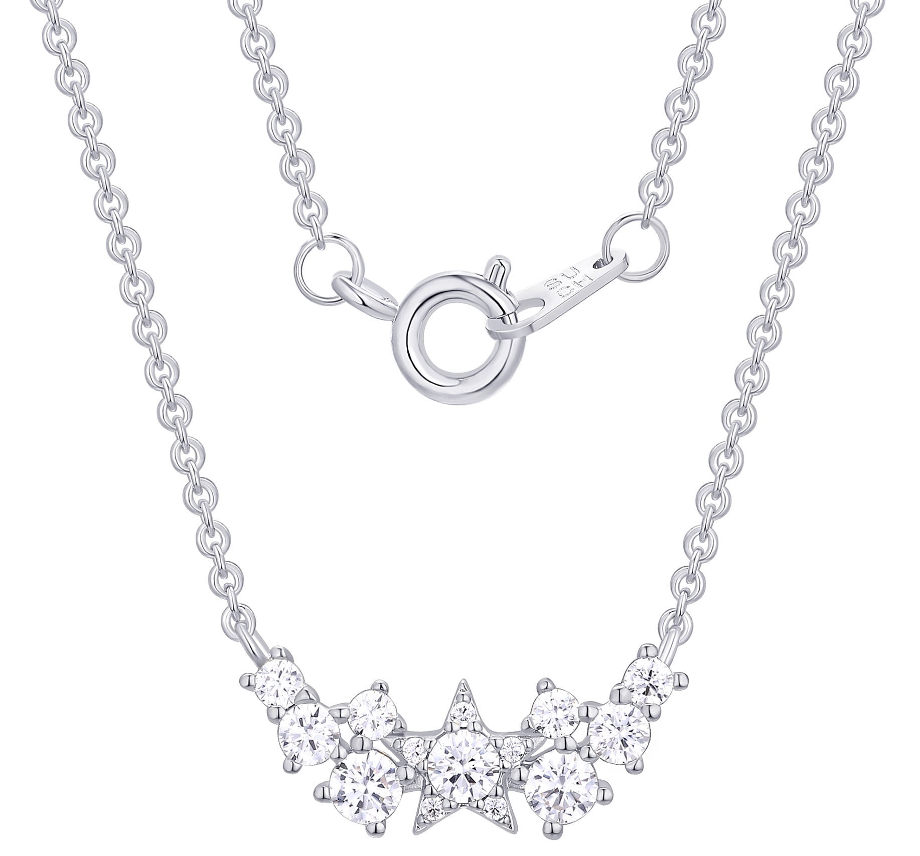 Fine Silver Plated Double Necklace Set with Simulated Diamonds Adult