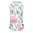 thumbnail image 5 of Tops de Ajuste Suelto para las Mujeres con Capucha Impresa Floral sin Mangas, Ligero Poliéster Casual Y Uso Diario, 5 of 5