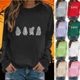 thumbnail image 2 of Yanchicy Womens Crew Neck Sweatshirt Long Sleeve Pullover Tops Thin Fleece Rhinestone Ghost Graphic Soft Loose Fall Halloween Clothes Spooky Season Outfit, 2 of 6
