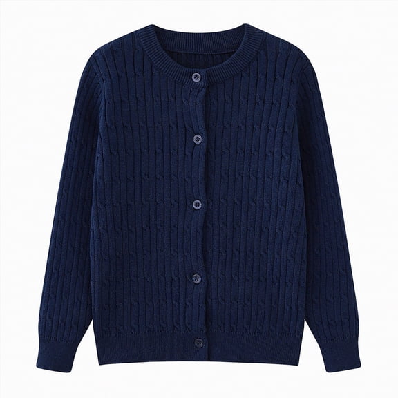 Dagaeig Girls Sweaters Size 6 Girls Cardigan Sweater School Uniforms Toddler Long Sleeve Button Knit Solid Sweaters Tops Uniform Sweater for Girls(Blue,9-10 Years)