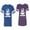 Men Royal / Women Purple, variant on Forever Together Unisex Couple Matching Cotton Jersey style T-Shirt Contrasting stripes on sleeves (Men Royal / Women Black) (Men S / Women S)