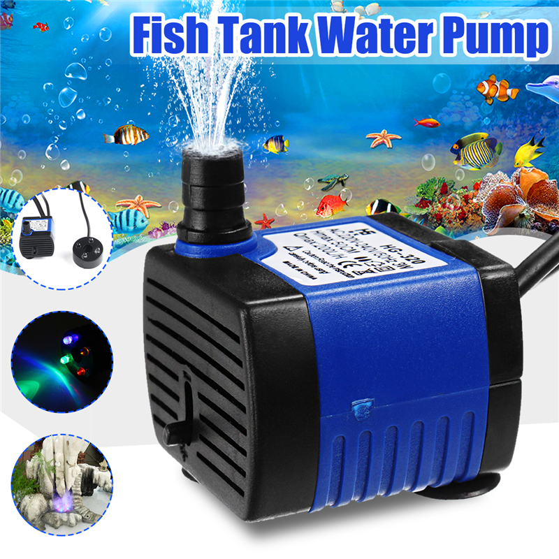 220L/H 3W Ultra Quiet Fish tank Water Pump with LED Lights Color