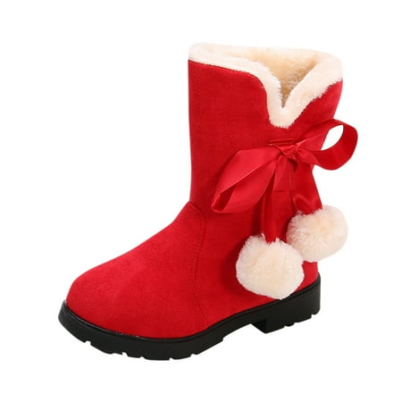 

mveomtd Kids Baby Girls Princess Shoes Fashion Bowkont Cotton Boots Snow Boots Cute Shoes Size 9 Toddler Canvas Slip on Shoes Boys