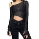 thumbnail image 1 of Txlixc - Camiseta informal de manga larga para mujer con hombros oblicuos y ombligo descubierto irregular Txlixc  Sexy, 1 of 9