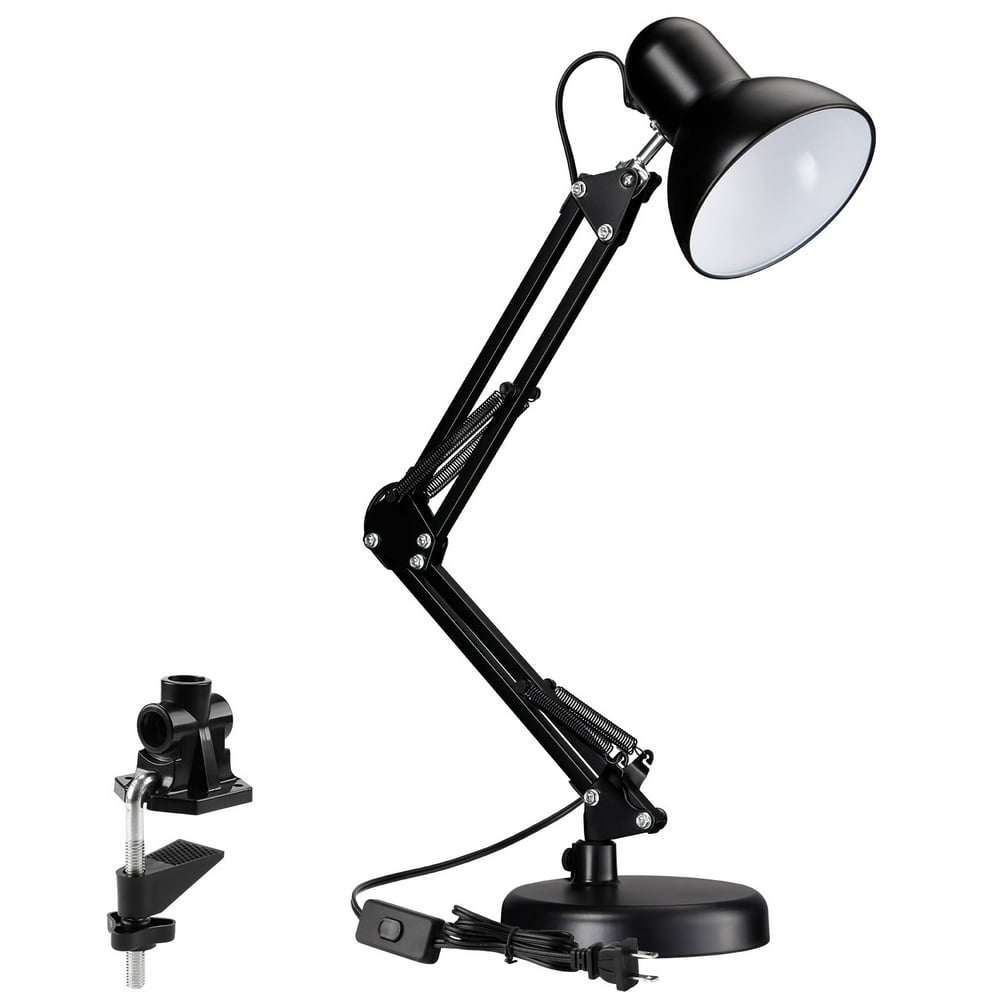 Metal Swing Arm Desk Lamp, Interchangeable Base Or Clamp, Classic