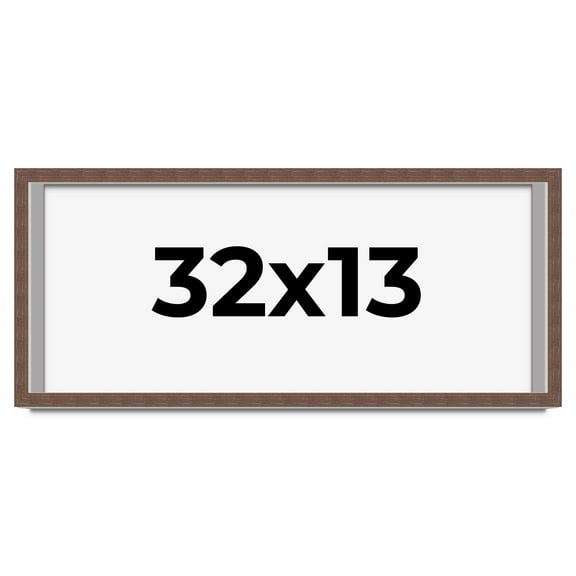 32x13 Shadow Box Frame Brown | 1.125 inches Deep Real Wood Rustic Shadowbox Display Frame | UV