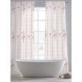 thumbnail image 4 of Pink Floral Sheer Curtains 96 Inch Length 2 Panels Set, Spring Watercolor Flowers Leaf Bows Beige Voile Window Treatment Semi Sheer Long Curtains Drapes for Bedroom/Living Room/Kitchen 52"x96"x2, 4 of 7