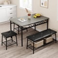 thumbnail image 3 of Ourlova Dining Table Set for 4 Kitchen Table Set of 4 with Upholstered Dining Bench and Square Stools Dining Set for 4 with Storage for Small Space Apartment Grey, 3 of 8