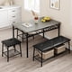thumbnail image 3 of Gris dining mesa set para 4: kitchen mesa con forrado dining bench, square stools, y almacenamiento para small space apartments, 3 of 8