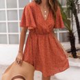 thumbnail image 4 of SMihono Robe d'Été Grande Taille pour Femmes 2023 Mode Imprimée Décontractée Printemps et Été Col en V Manches Courtes Longueur Genou, 4 of 4