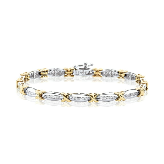 Diamond Tennis Bracelet in 14K Two Tone Gold (1 1/10 cttw) - 8"